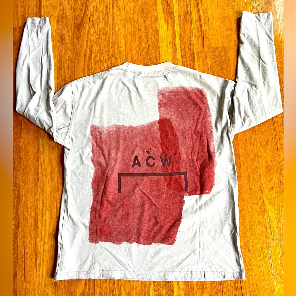 long sleeves tee shirt Grey and red 100% cotton print both front and back Top